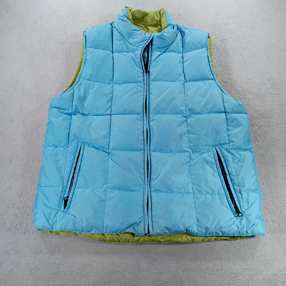 Lands End Kids M 10-12 Reversible Down Puffer Vest Blue Green 2488